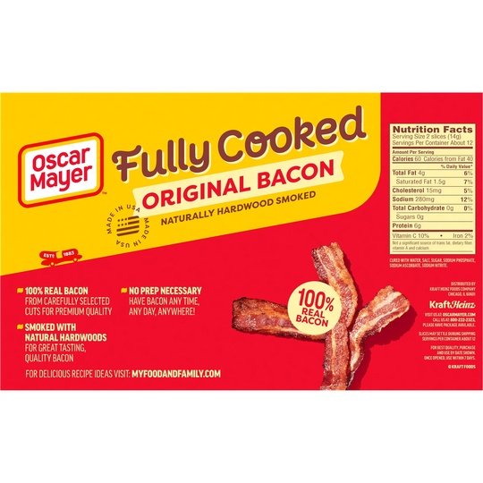 Oscar Mayer Fully Cooked Original Bacon Mega Pack, 6.3 oz Box