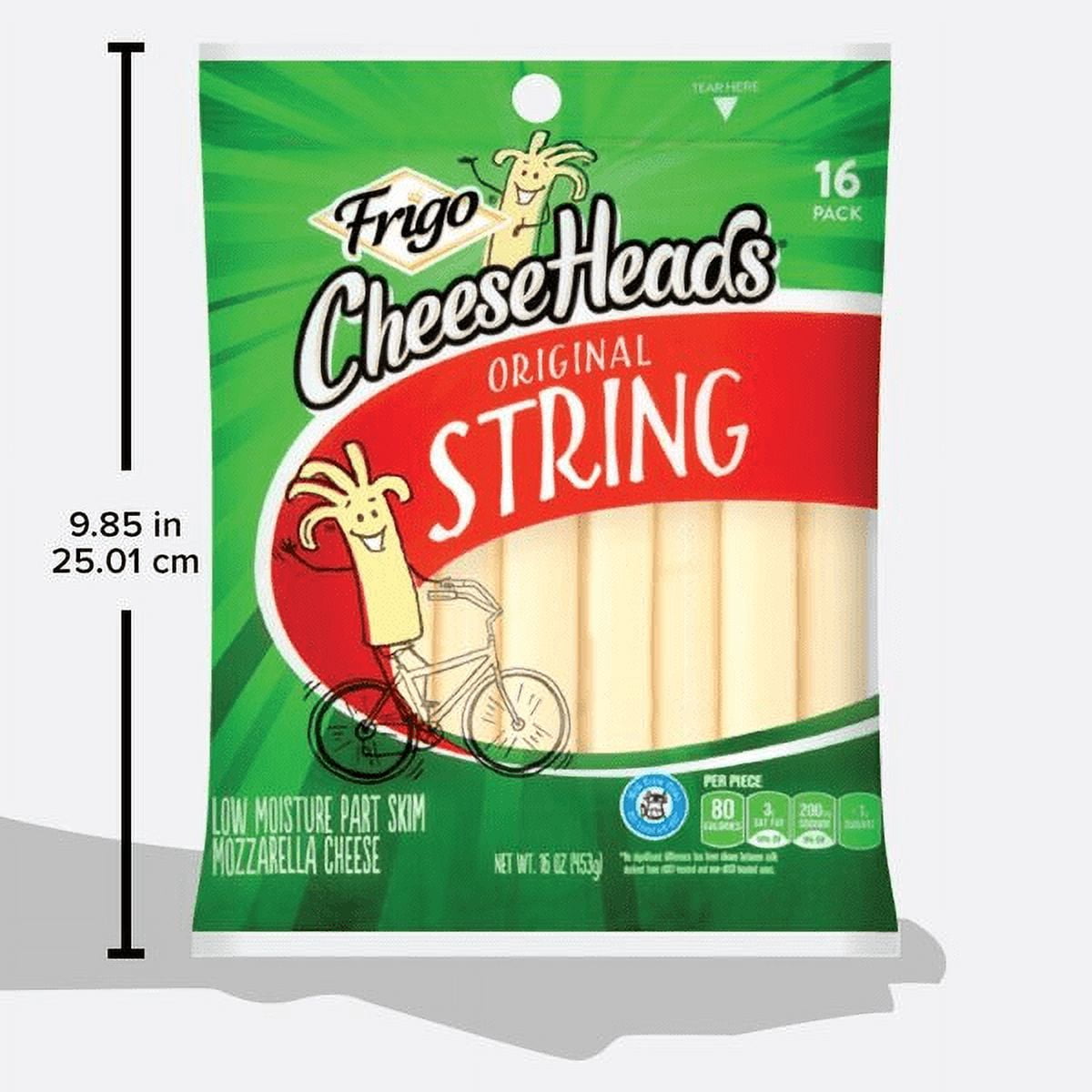 Frigo Cheese Heads Original Mozzarella String Cheese Snacks, 16 oz, 16 Count