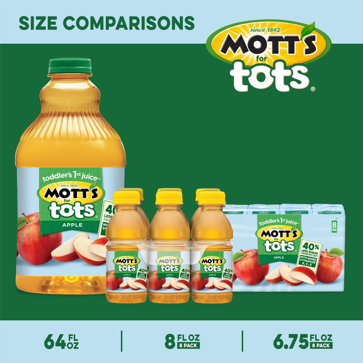 Mott's for Tots Apple Juice, 8 fl oz, 6 Count Bottles