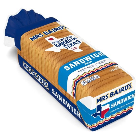 Mrs Baird’s Sandwich White Bread, A Cholesterol Free Food, Pre-Sliced Loaf, 1 Pound 8 Ounces