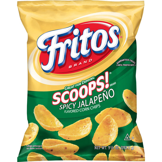 Fritos Scoops Spicy Jalapeno Flavored Corn Chips, 9.25 oz Bag