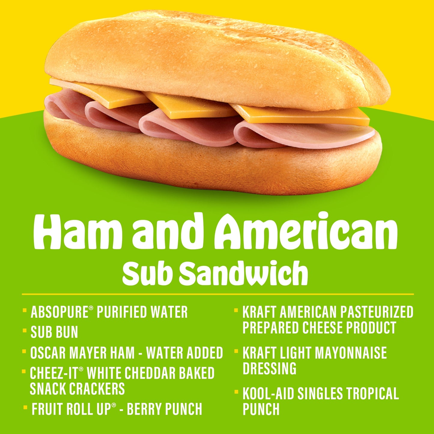 Lunchables Uploaded Ham and American Sub Sandwich Kids Lunch Meal Kit, 15.36 Oz Box