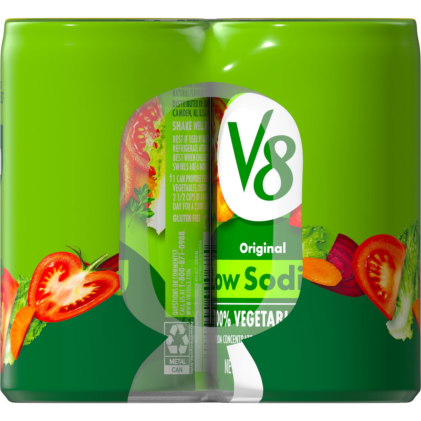 V8 Low Sodium Original 100% Vegetable Juice, 5.5 fl oz Can (Pack of 8)