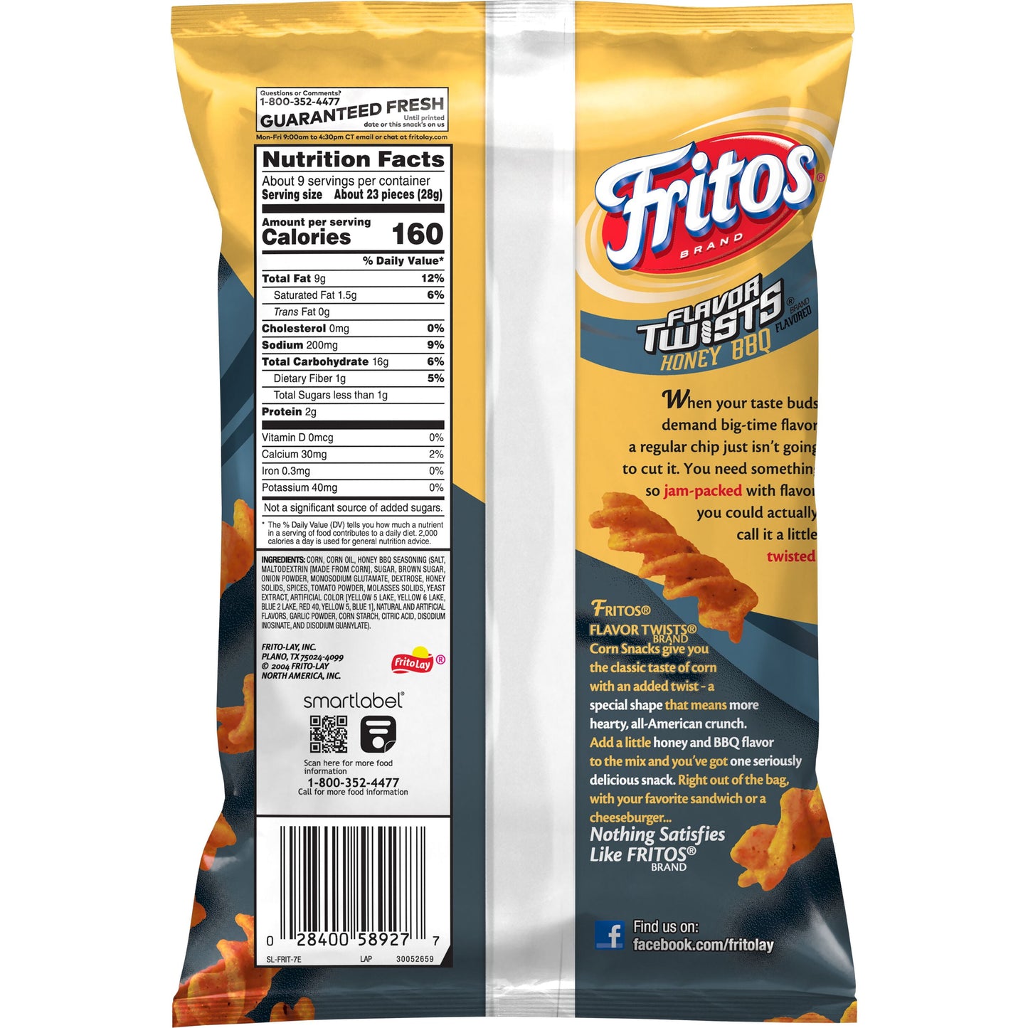 Fritos Flavor Twists Honey BBQ Corn Snacks, 9.25 oz Bag