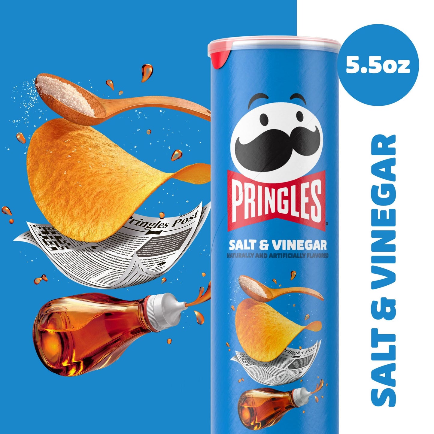 Pringles Salt and Vinegar Potato Crisps Chips, 5.5 oz