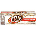 A&W Zero Sugar Root Beer Soda, 12 fl oz cans, 12 pack