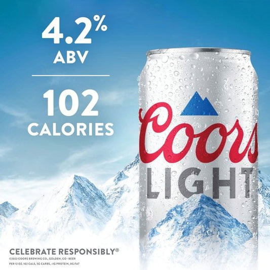 Coors Light Lager Beer, 6 Pack, 12 fl oz Bottles, 4.2% ABV