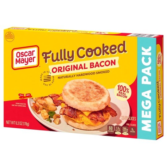 Oscar Mayer Fully Cooked Original Bacon Mega Pack, 6.3 oz Box