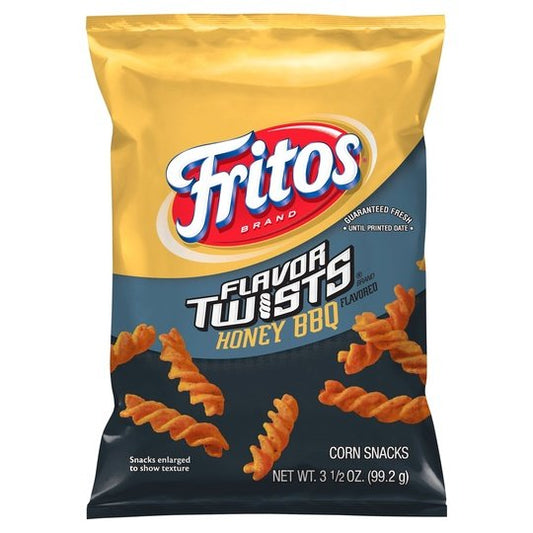 Fritos Flavor Twists Corn Snacks Honey BBQ Flavored Snack Chips, 3.5 oz Bag