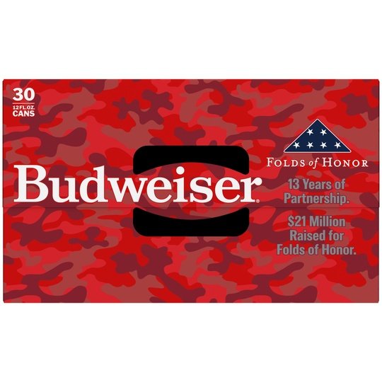 Budweiser Beer, 30 Pack Beer, 12 fl oz Aluminum Cans, 5 % ABV, Domestic Lager