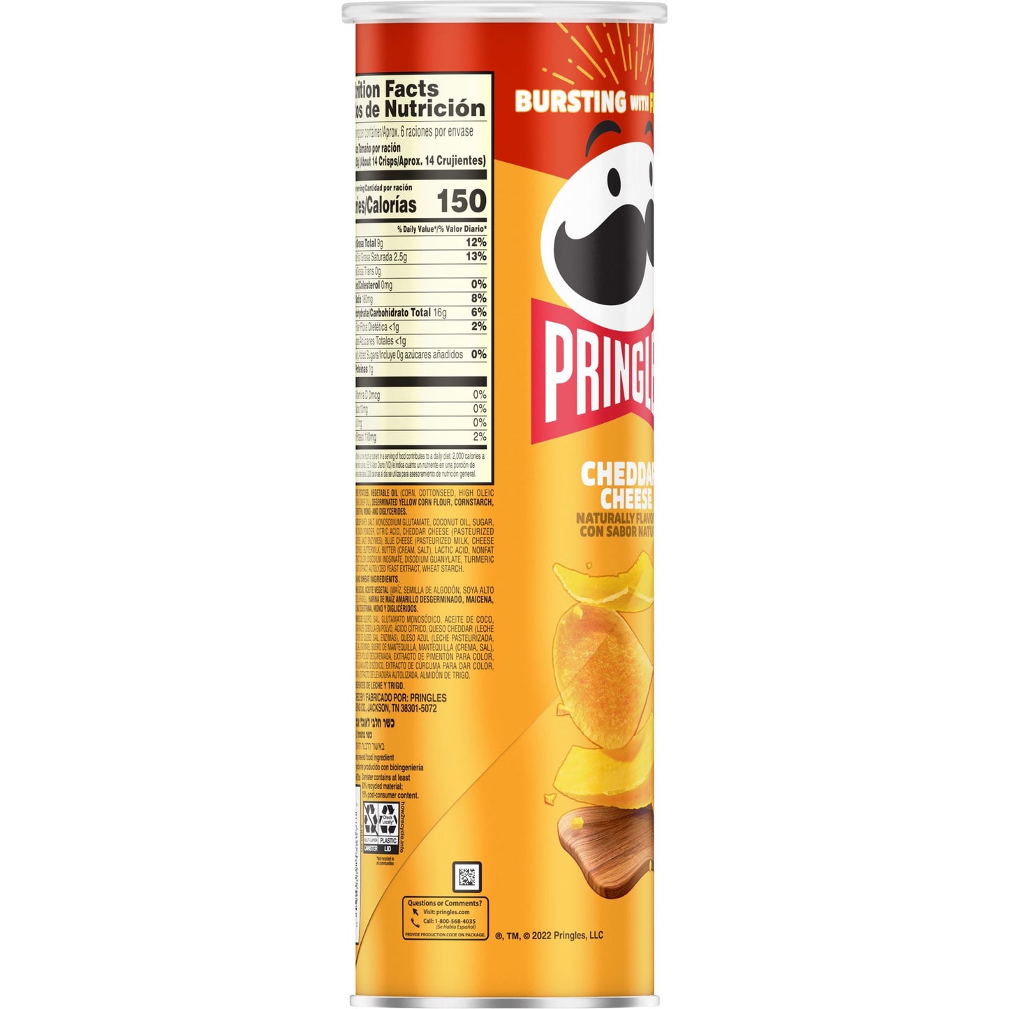 Pringles Cheddar Cheese Potato Crisps Chips, 5.5 oz