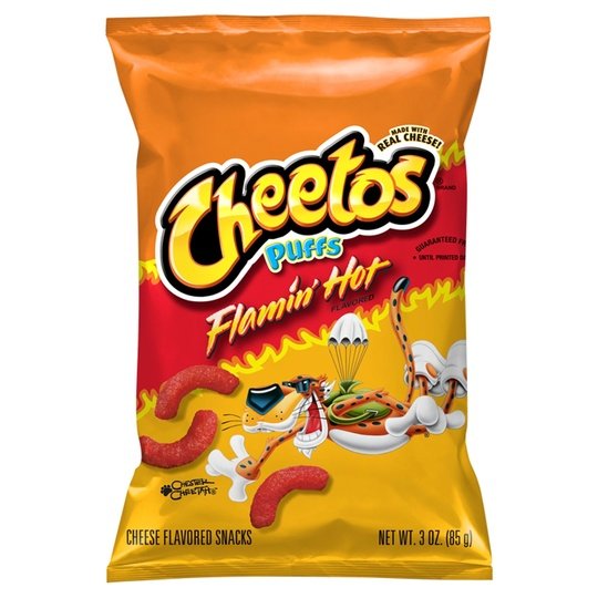 Cheetos Puffs Flamin' Hot Cheese Flavored Chips Puffed Snacks, 3 oz Bag