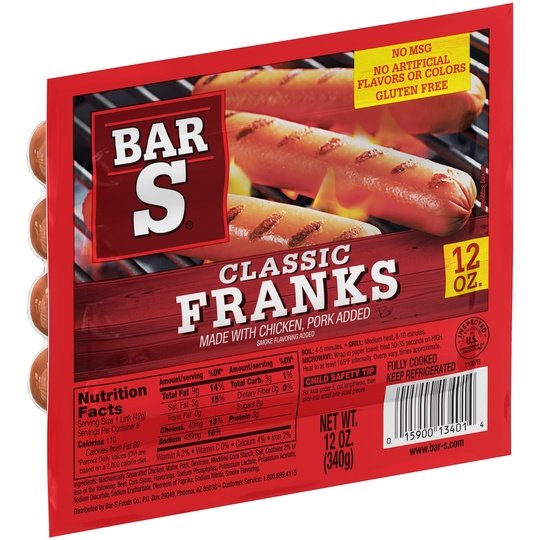 Bar S Classic Franks, 12 oz, 8 Count