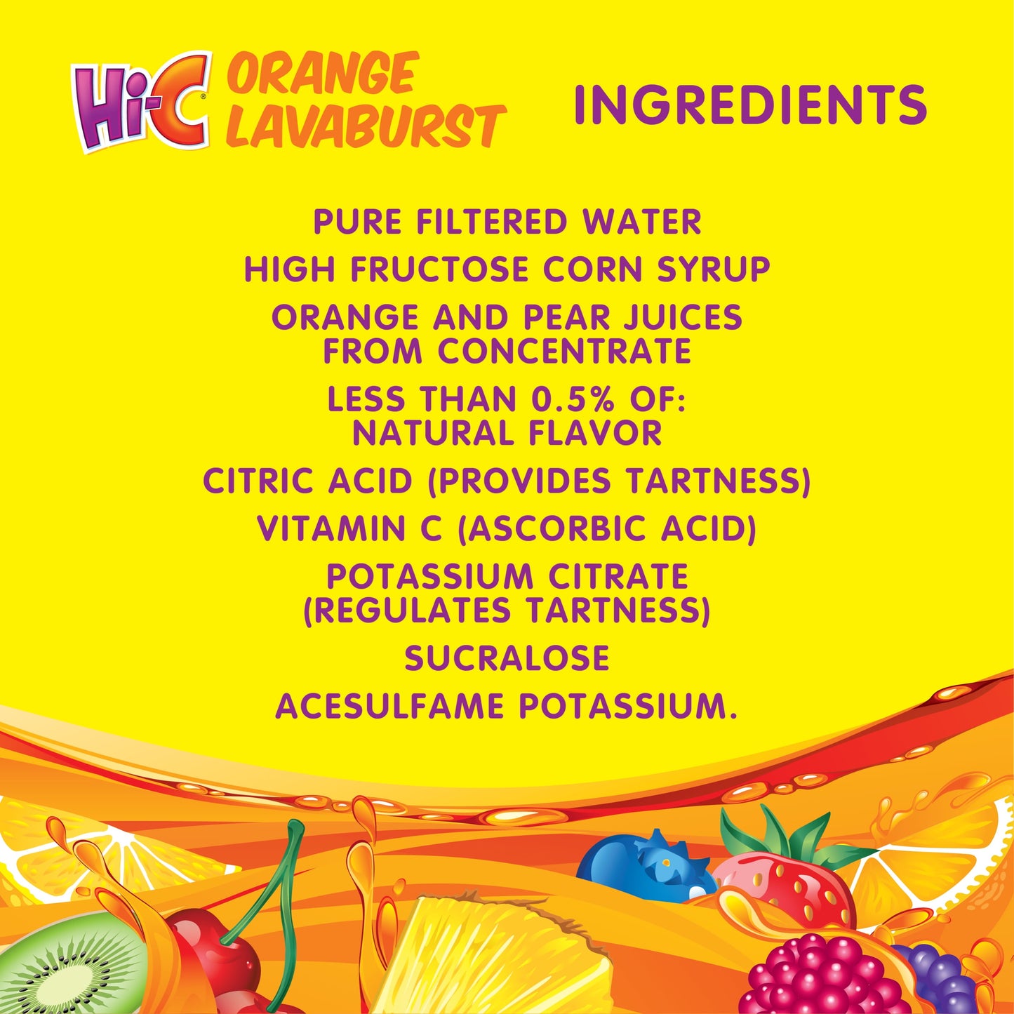 Hi-C Orange Lavaburst Fruit Juice, 6 fl oz, 8 Juice Boxes