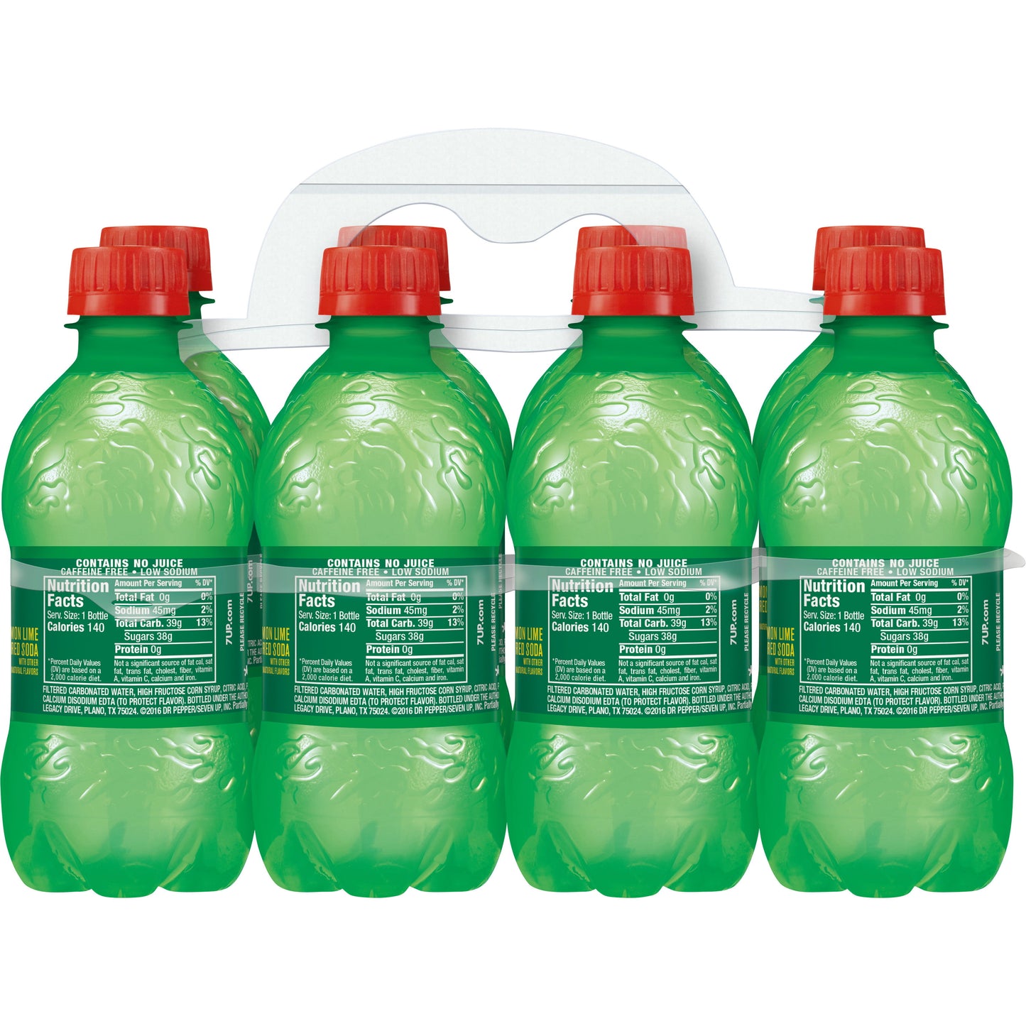 7UP Lemon Lime Soda, 12 fl oz, Bottle, 8 Pack, Allergens Free