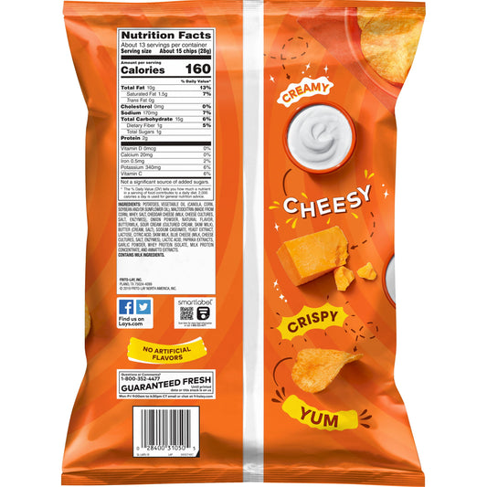 Lay's Cheddar & Sour Cream Flavored Potato Chips, Party Size, 12.5 oz Bag