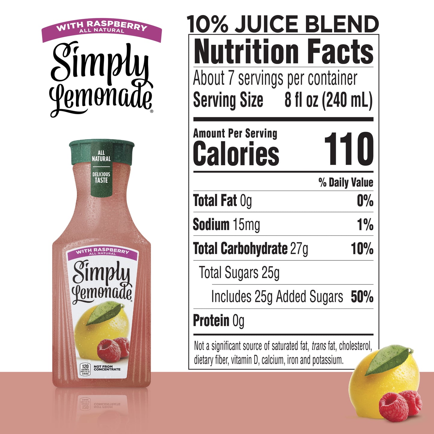 Simply Non GMO All Natural Raspberry Lemonade Raspberry, 52 fl oz Bottle