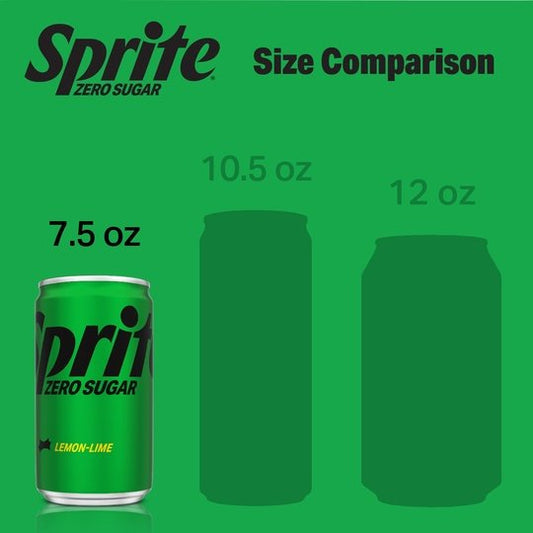 Sprite Diet Zero Sugar Lemon Lime Mini Soda Pop Soft Drink, 7.5 fl oz, 10 Pack Cans