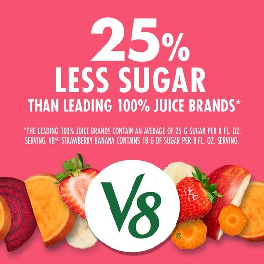 V8 Blends 100% Juice Strawberry Banana Juice, 46 fl oz Bottle