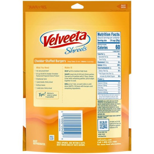 Velveeta Shreds Cheddar Flavored Shredded Cheese, 8 oz Bag