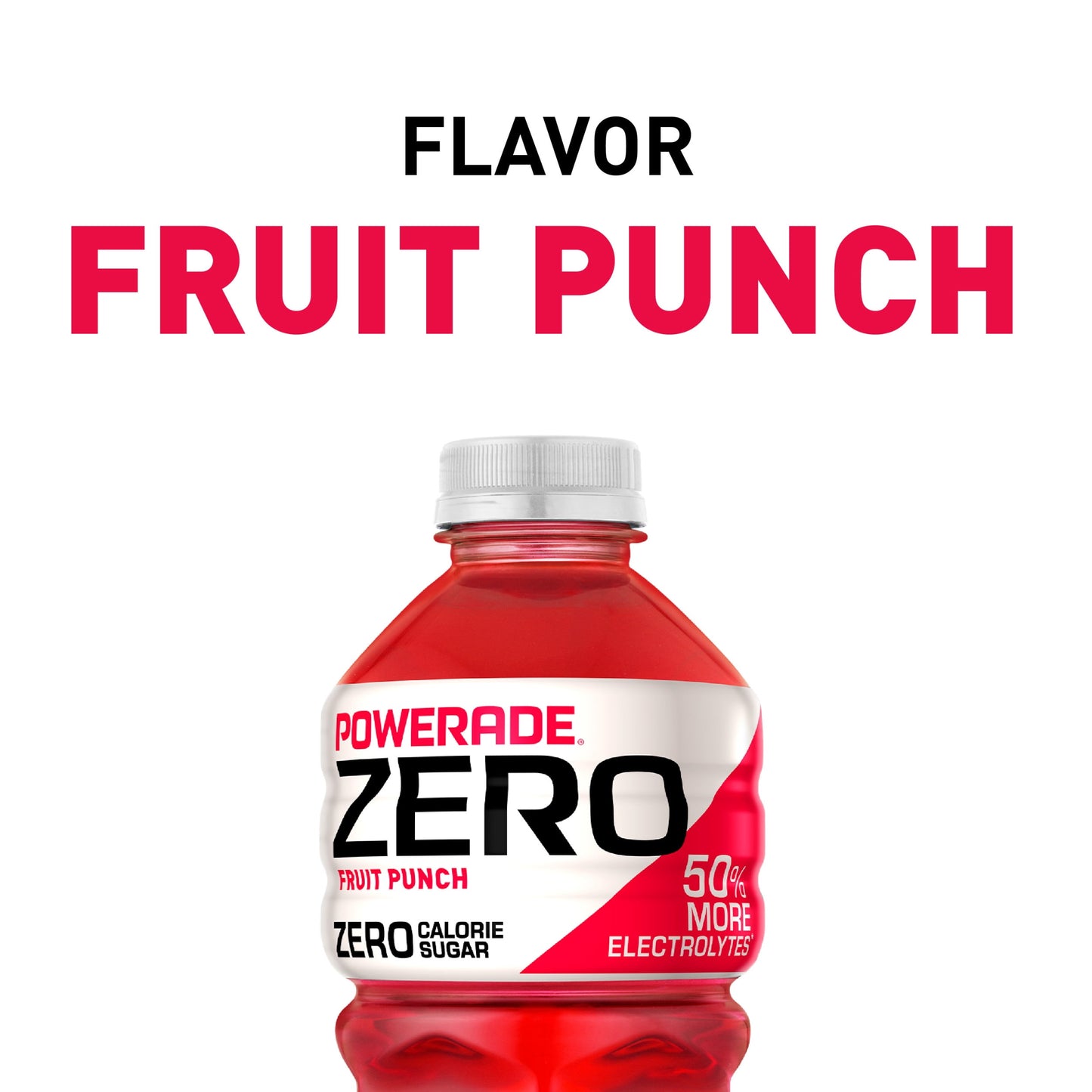 POWERADE Electrolyte Enhanced Zero Sugar Fruit Punch Sport Drink, 28 fl oz, Bottle