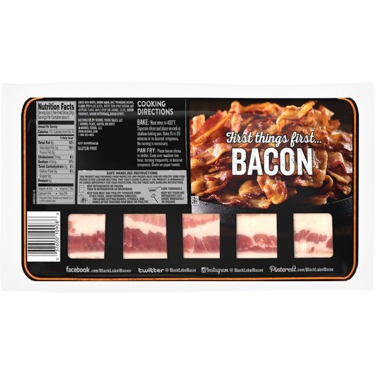 HORMEL BLACK LABEL Maple Pork Bacon, Gluten Free, 12 oz Plastic Package