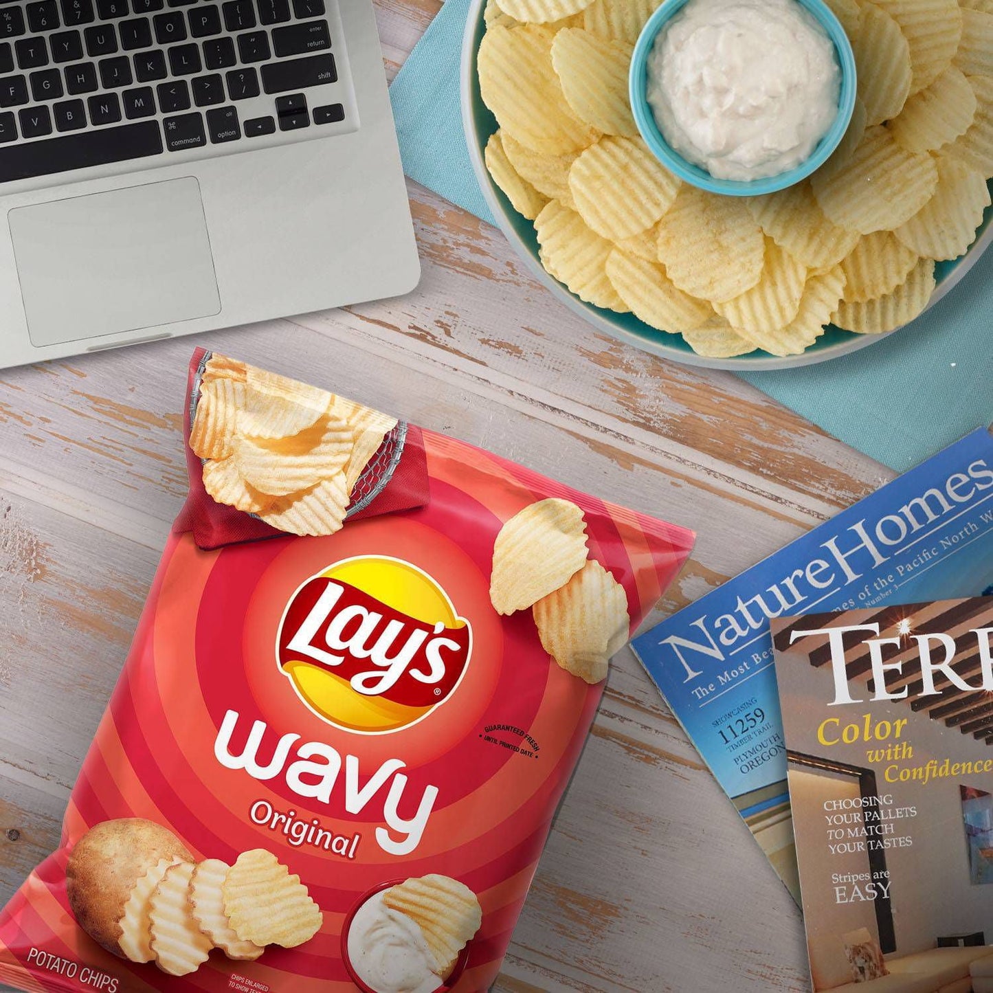 Lay's Wavy Original Potato Snack Chips,Party Size, 13 oz Bag