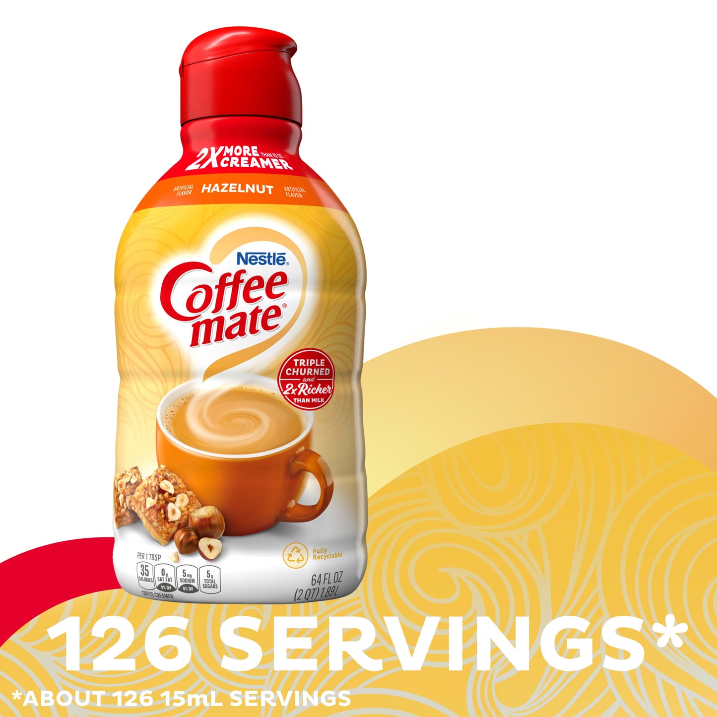 Nestle Coffee mate Hazelnut Liquid Coffee Creamer, 64 fl oz