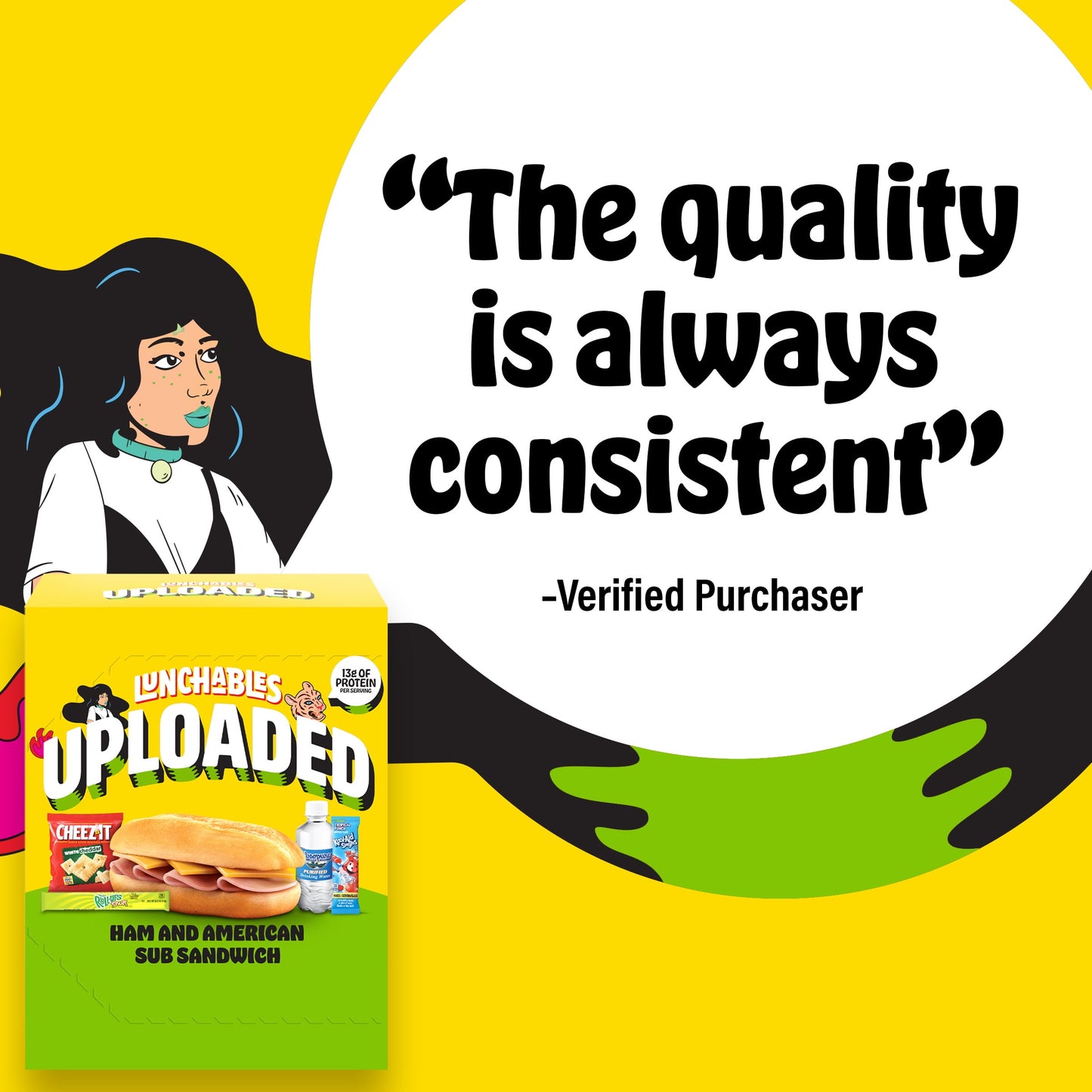 Lunchables Uploaded Ham and American Sub Sandwich Kids Lunch Meal Kit, 15.36 Oz Box