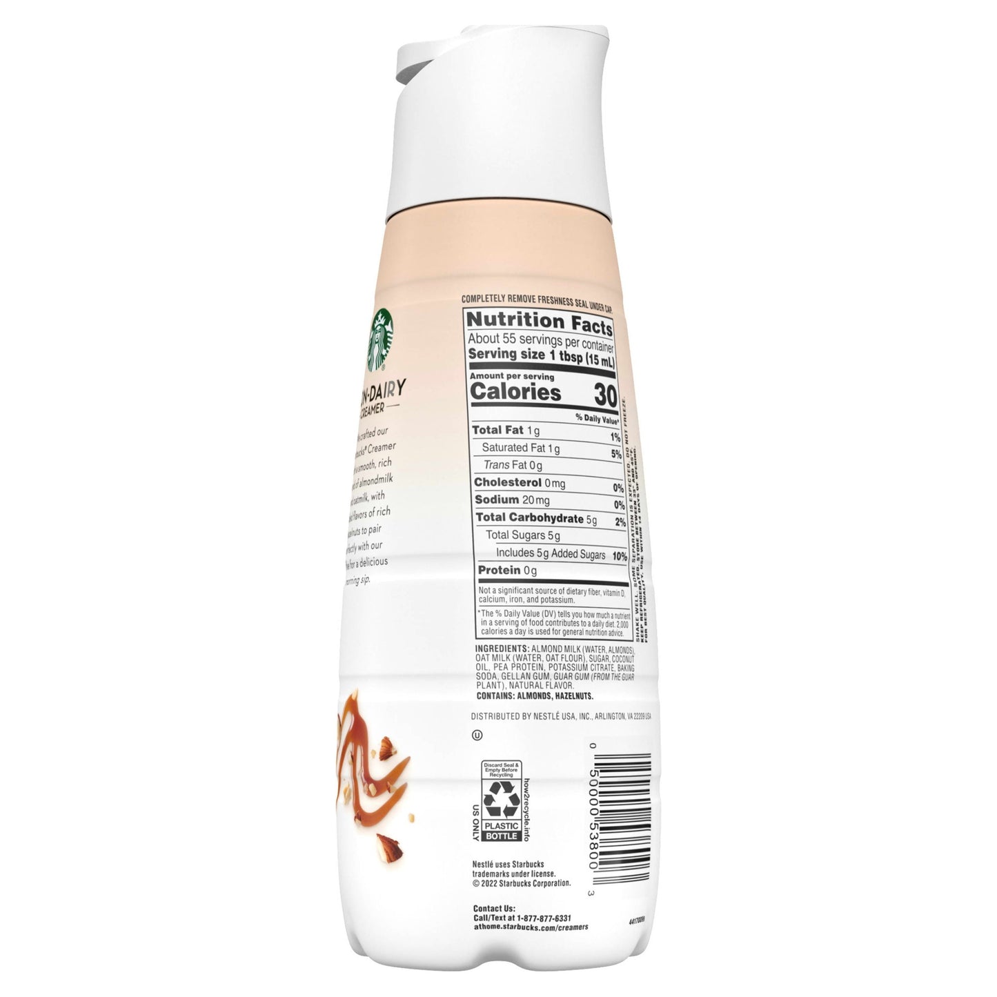 Starbucks Hazelnut Flavored Almondmilk and Oatmilk Non Dairy Liquid Coffee Creamer, 28 fl oz