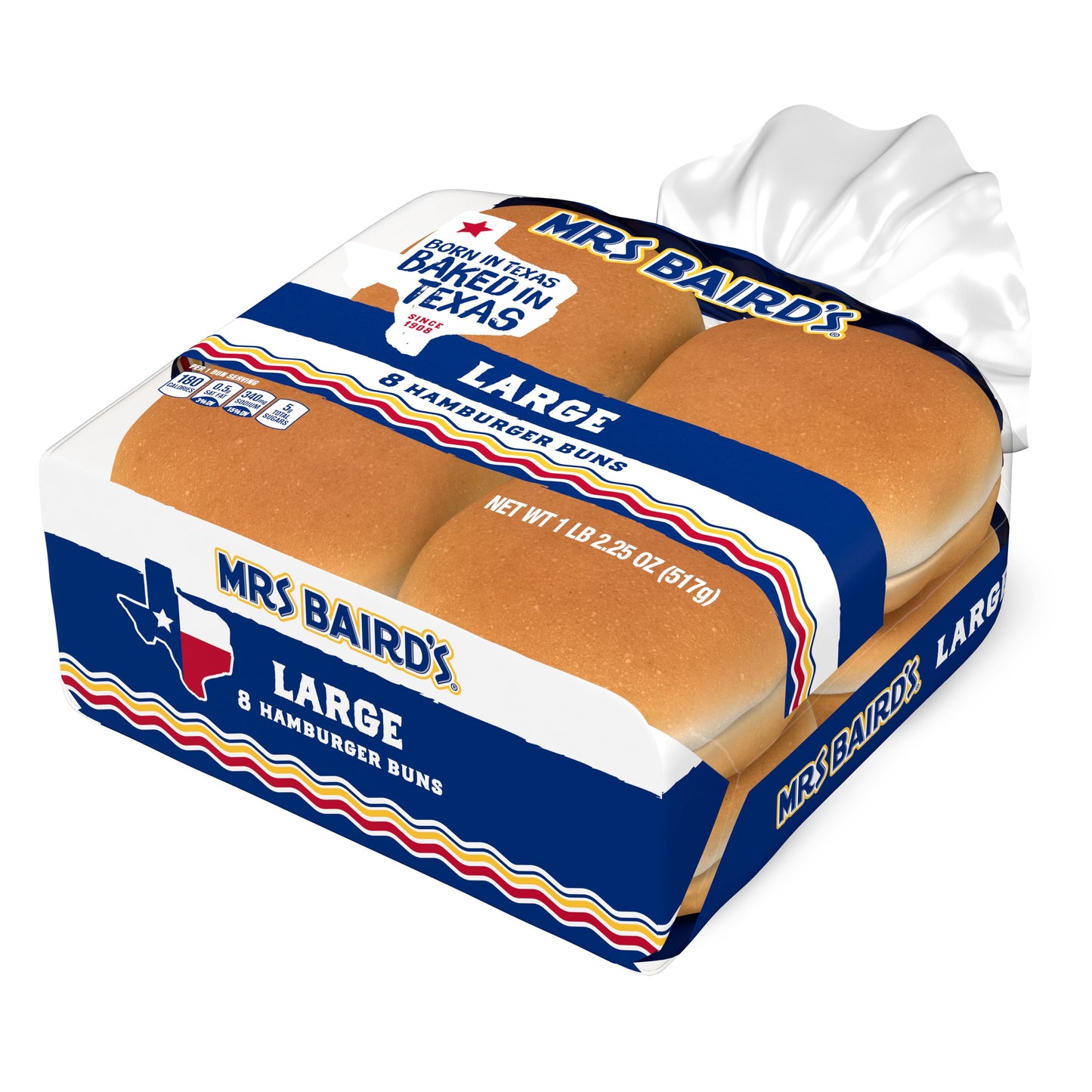 Mrs Baird's Large Hamburger Buns, 8 count, 18.25 oz