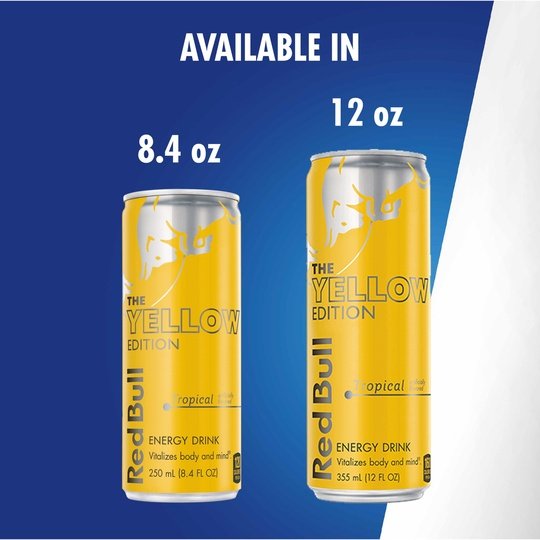 Red Bull Yellow Edition Tropical Energy Drink, 12 fl oz, Pack of 4 Cans