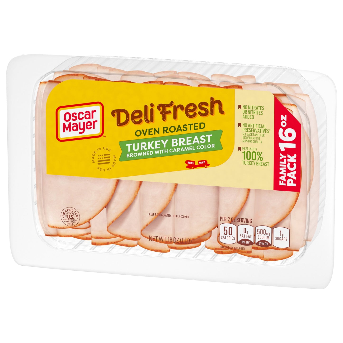 Oscar Mayer Deli Fresh Oven Roasted Sliced Turkey Breast Deli Lunch Meat Family Size, 16 Oz Package