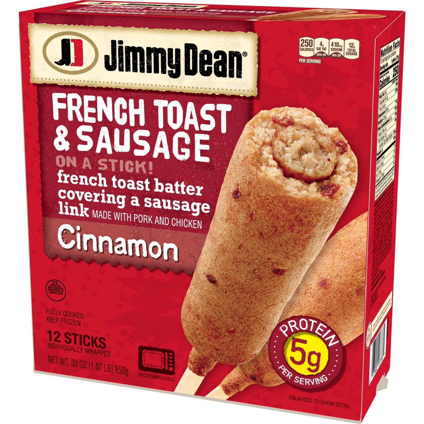 Jimmy Dean Cinnamon French Toast & Sausage on a Stick, 30 oz, 12 Ct (Frozen)