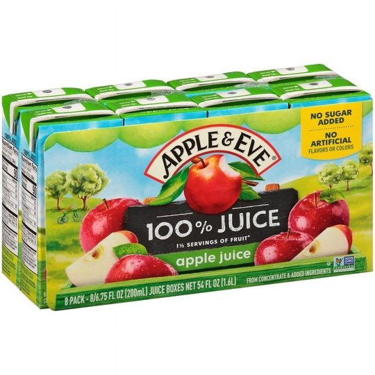 Apple & Eve 100% Apple Juice, 6.75 oz, 8 Count Drink Boxes