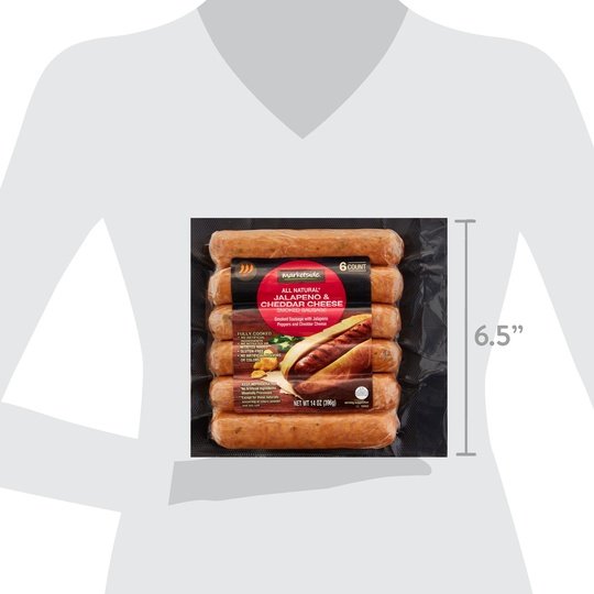 Marketside Jalapeno Cheddar Cheese Pork Smoked Sausage 14oz 6 Count Refrigerated Plastic Film