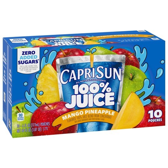 Capri Sun 100% Juice Paw Patrol Mango Pineapple Juice Box Pouches, 10 ct Box, 6 fl oz Pouches