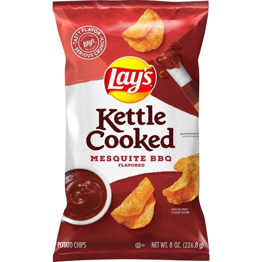 Lay's Kettle Cooked Mesquite BBQ Potato Snack Chips, 8 oz Bag