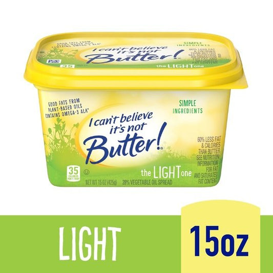 I Can't Believe It's Not Butter! Light Spread, 15 oz Tub (Refrigerated)