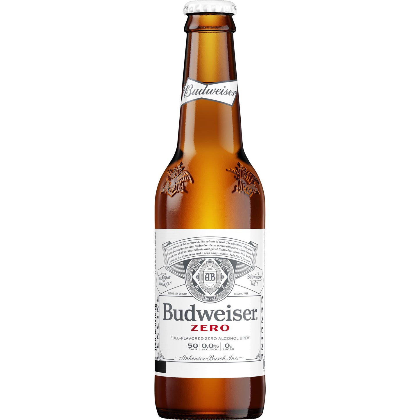 Budweiser Zero Non-Alcoholic Beer, 6 Pack 12 fl. oz. Glass Bottles, Domestic Lager, 0.0% ABV