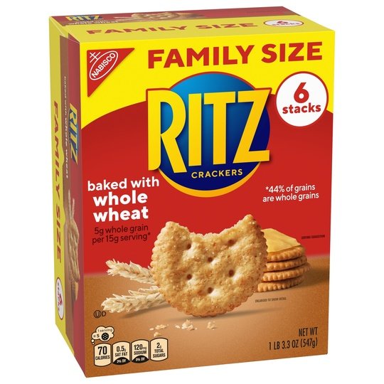 RITZ Whole Wheat Crackers, Family Size, 19.3 oz