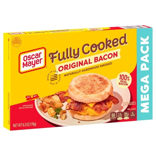 Oscar Mayer Fully Cooked Original Bacon Mega Pack, 6.3 oz Box