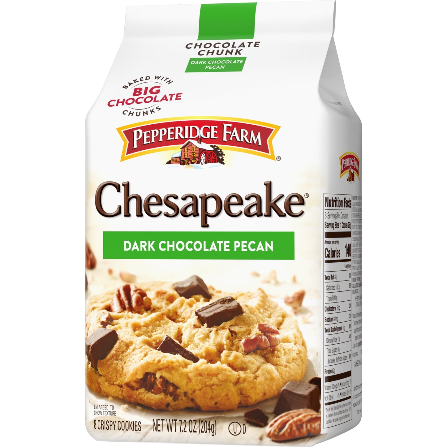 Pepperidge Farm Chesapeake Crispy Dark Chocolate Pecan Cookies, 7.2 oz Bag (8 Cookies)