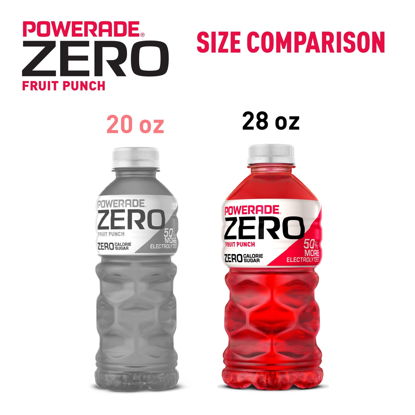 POWERADE Electrolyte Enhanced Zero Sugar Fruit Punch Sport Drink, 28 fl oz, Bottle