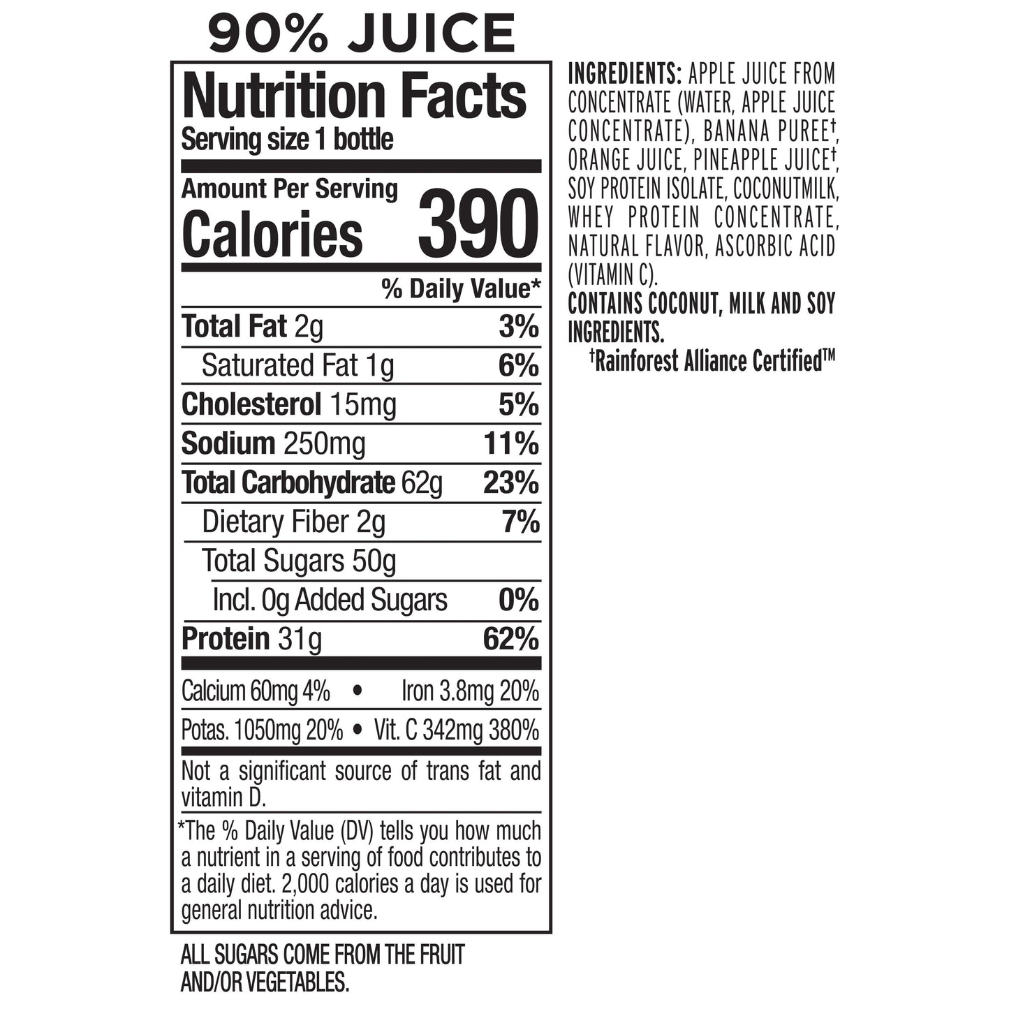 Naked Juice Protein Smoothie, Tropical Protein, 15.2 oz Bottle