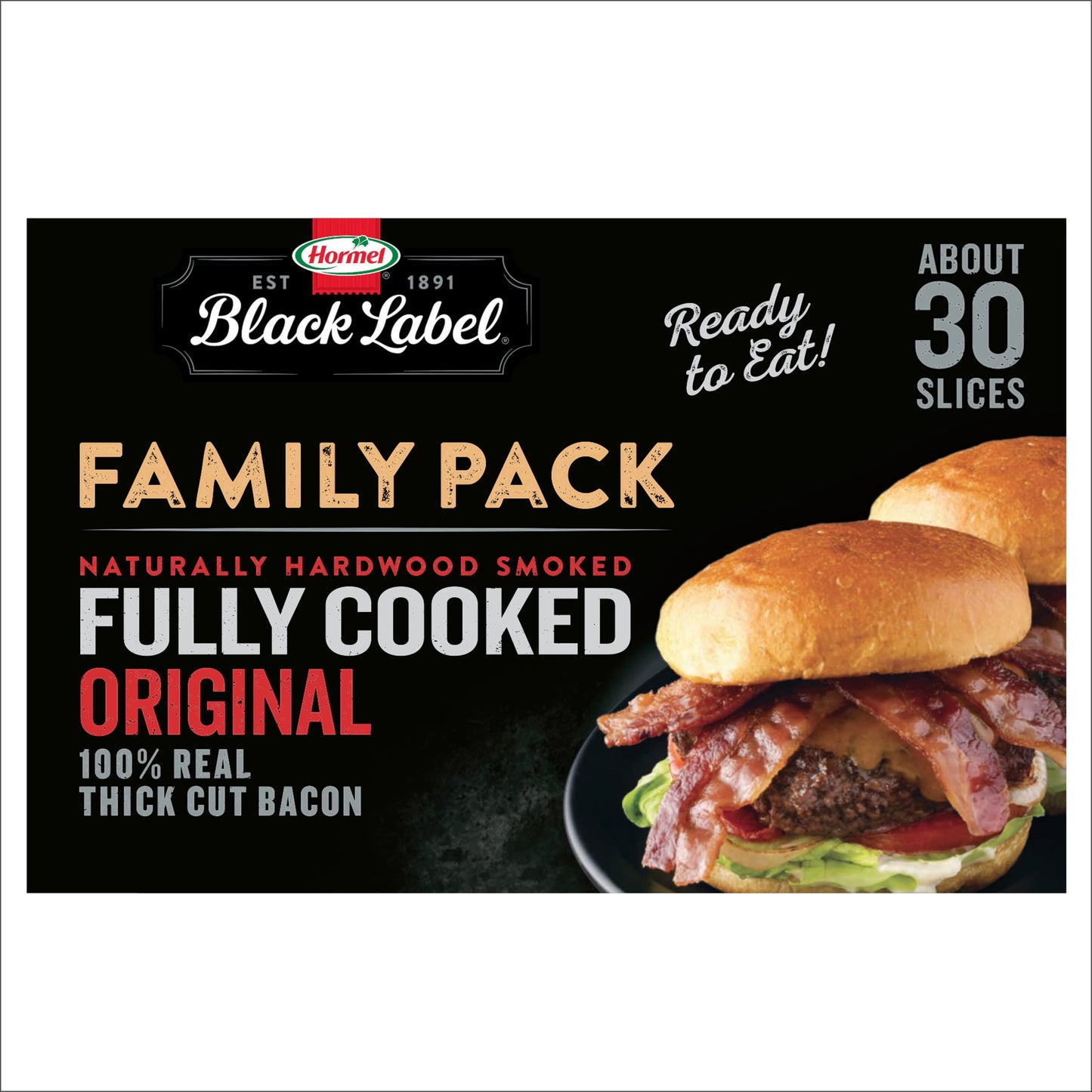 HORMEL BLACK LABEL Pork Bacon, Fully Cooked, Family Pack, 7.56 oz PlasticPackage