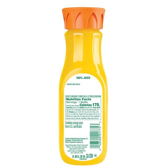 Tropicana Pure Premium No Pulp 100% Orange Juice, 12 oz, Bottle, Fruit Juice