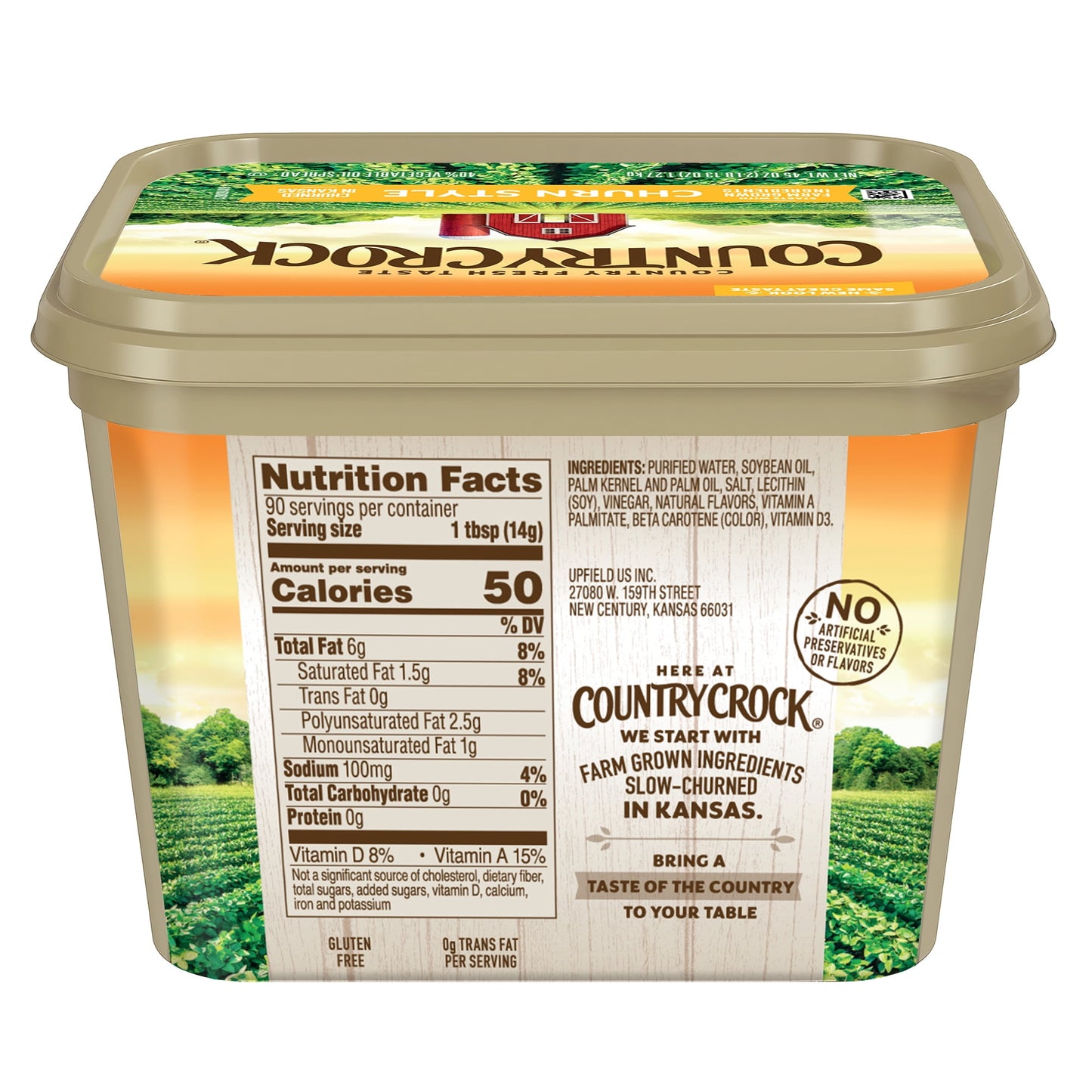 Country Crock Churn Style Buttery Spread, 45 oz Tub (Refrigerated)