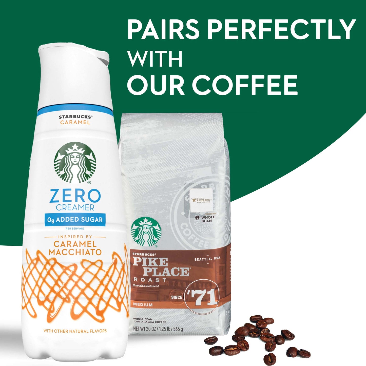 Starbucks Zero Caramel Flavored Liquid Coffee Creamer, Caramel Flavored Creamer 28 fl oz