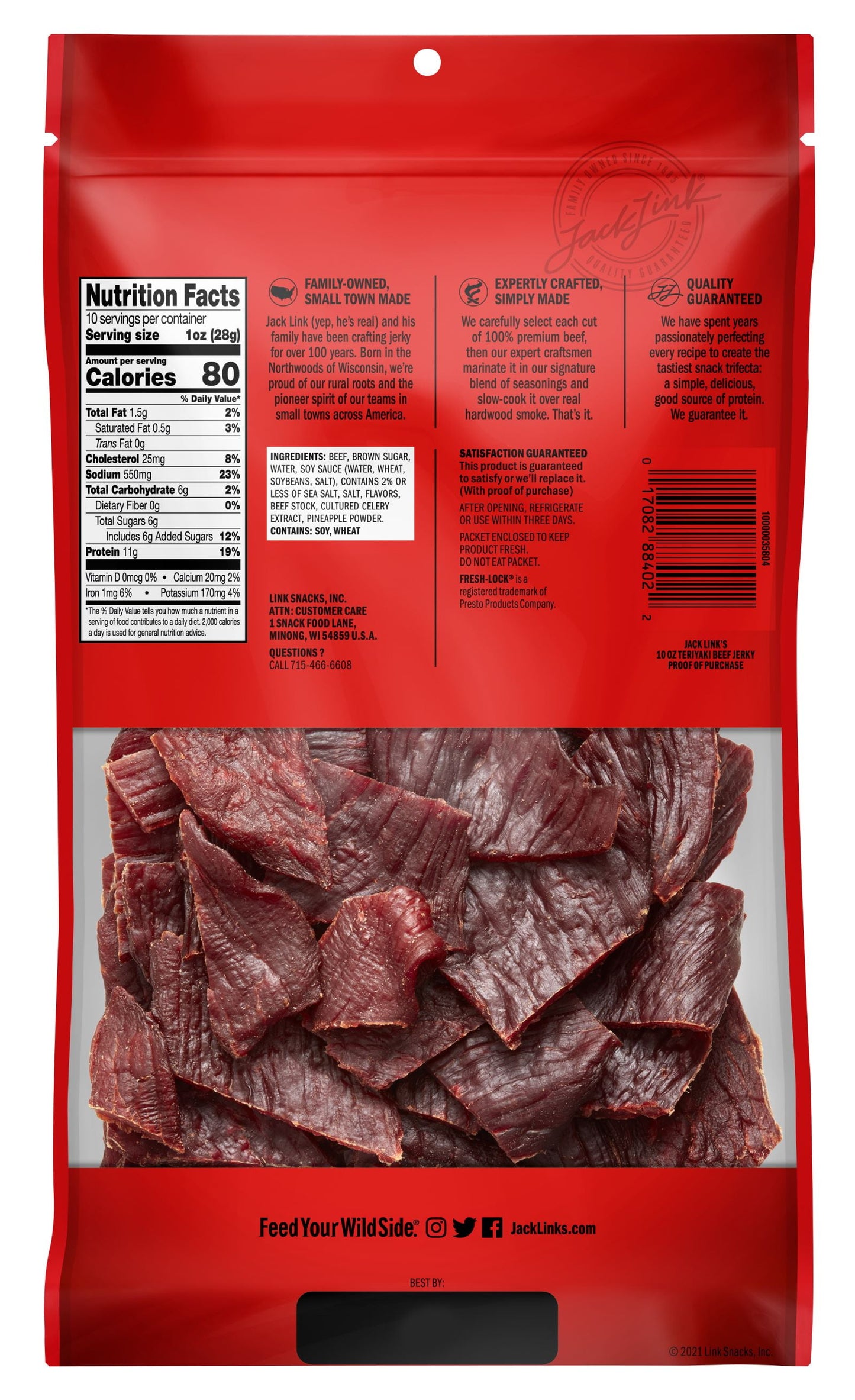 10 Ounce Jack Link's Teriyaki Beef Jerky 1/1 Count